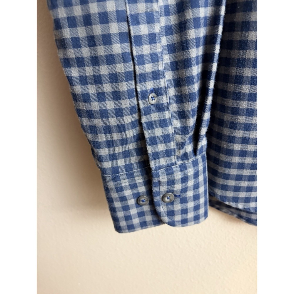 UNTUCKit Button Down Shirt Large Slim Fit Blue Gingham Plaid Flannel Stretch - Picture 3 of 5